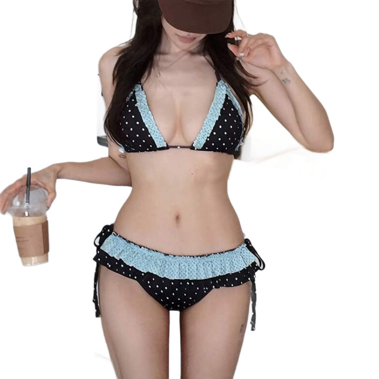 Damen Triangel-Bikini mit Rüschen und dekorativem Design R&B