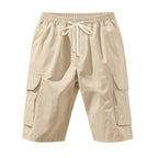 Herren nan knielange Utility-Shorts aus leichtem Baumwollmix mit elastischem Tunnelzugbund und aufgesetzten Klappentaschen R&B