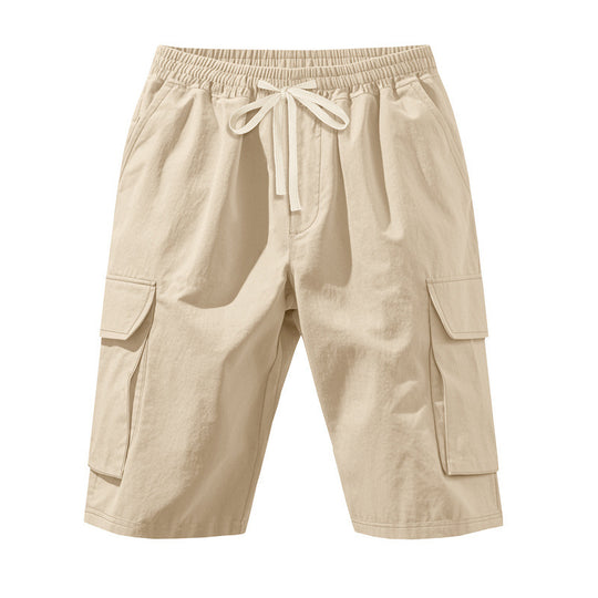 Herren nan knielange Utility-Shorts aus leichtem Baumwollmix mit elastischem Tunnelzugbund und aufgesetzten Klappentaschen R&B