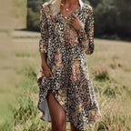 Damen Freizeitkleid mit modischem V-Ausschnitt und Seitenschlitz R&B