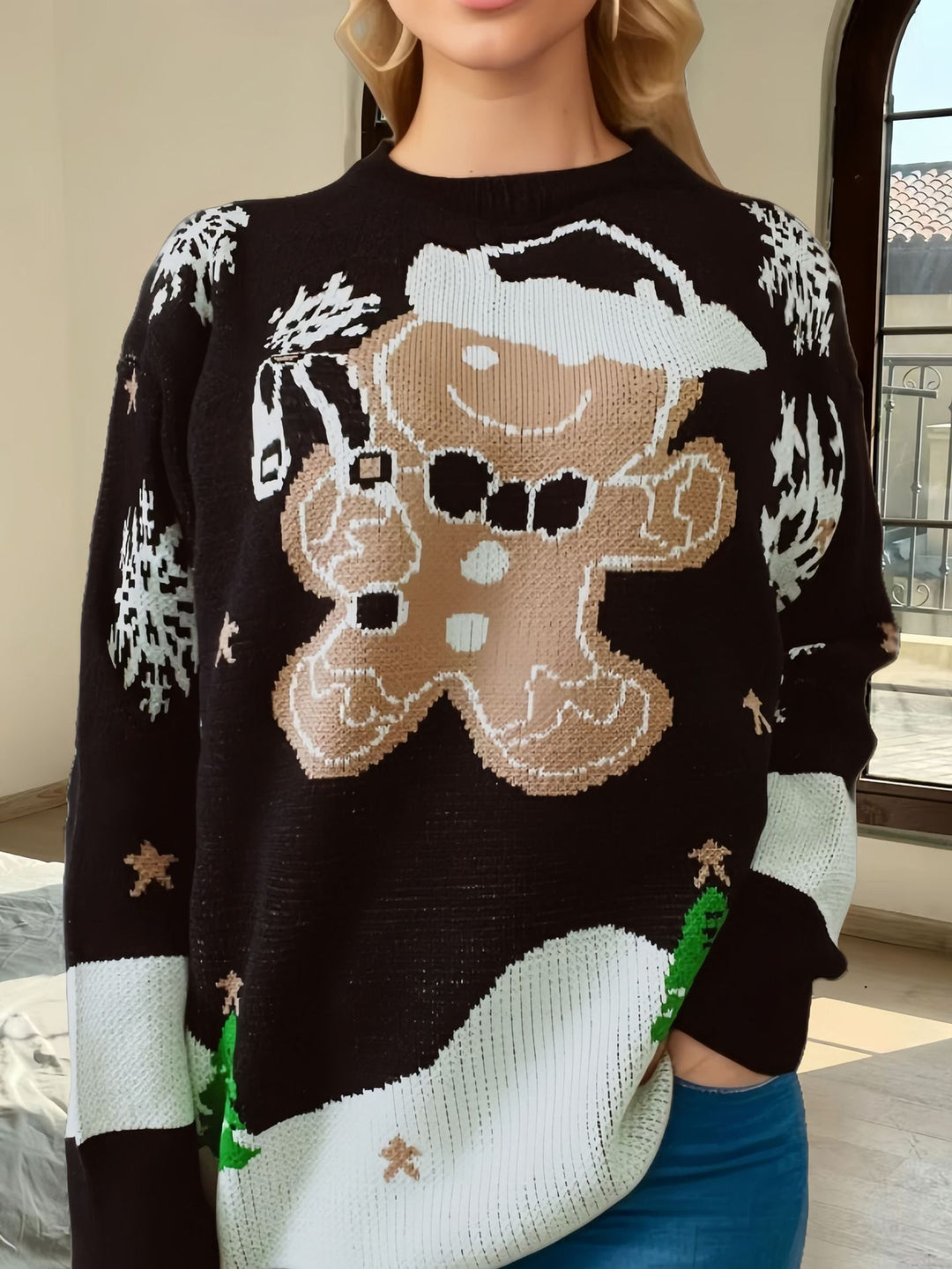 Damen Weihnachtspullover mit festlichem Lebkuchenmotivat R&B