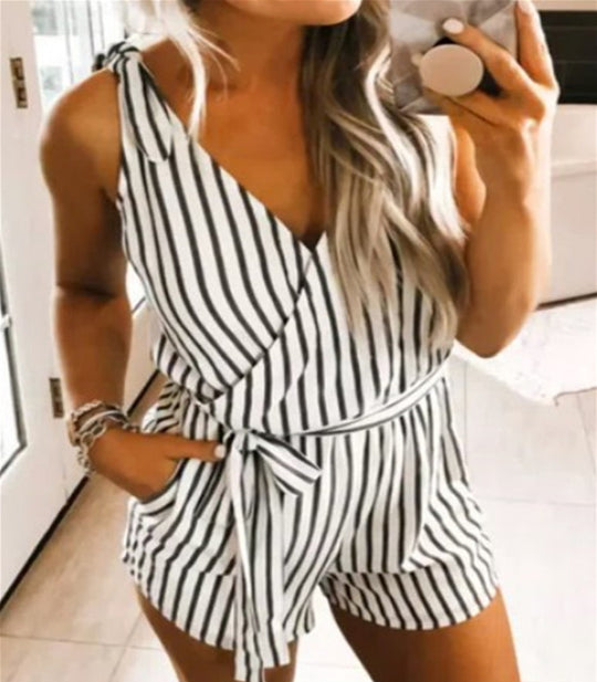 Damen Bequemer Wickel-Jumpsuit mit schmalem Schnitt und seitlichen Taschen R&B