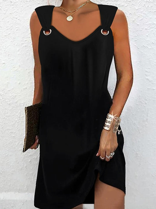 Damen minimalistisch gestaltetes Kleid mit schulterfreien Riemen und seitlichem Schlitz R&B