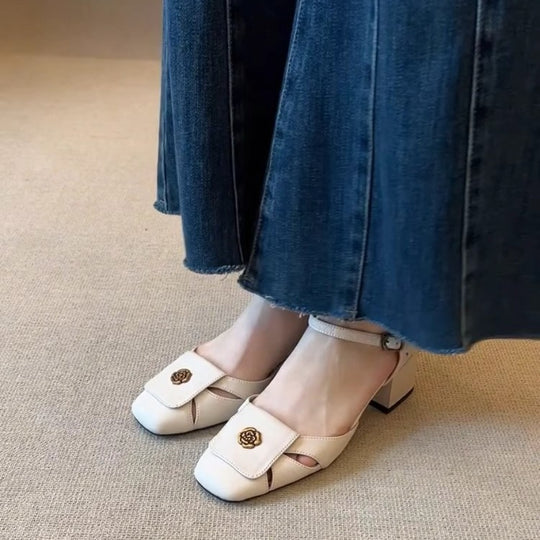 Damen elegante Slingback-Pumps mit modischem Riemchen und komfortablem Blockabsatz R&B