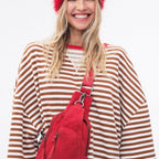 Damen Bequeme Streifenpulli mit Raglanärmeln und elastischen Bündchen R&B