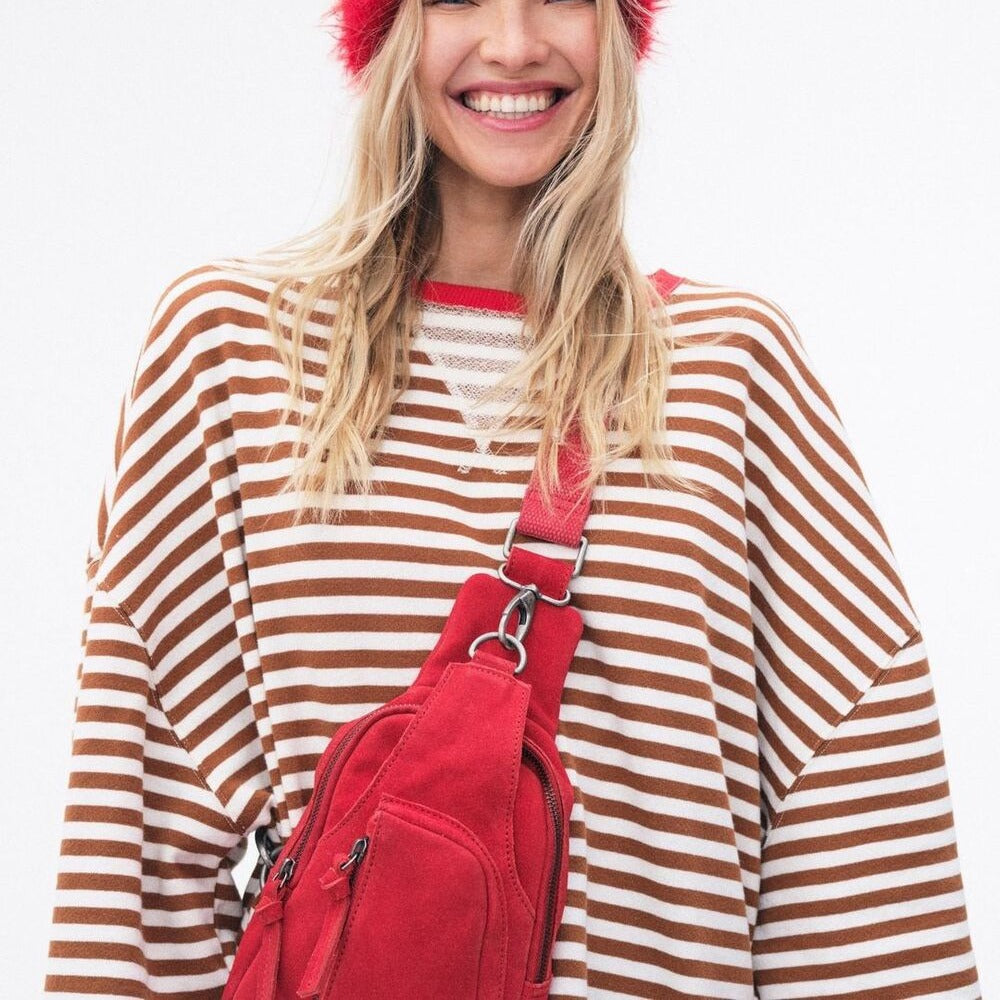 Damen Bequeme Streifenpulli mit Raglanärmeln und elastischen Bündchen R&B