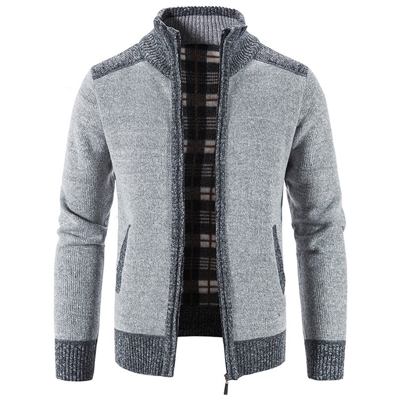 Herren Strickjacke mit modernem Stehkragen und strukturiertem Design R&B