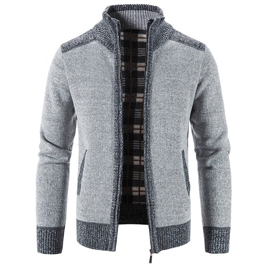 Herren Strickjacke mit modernem Stehkragen und strukturiertem Design R&B