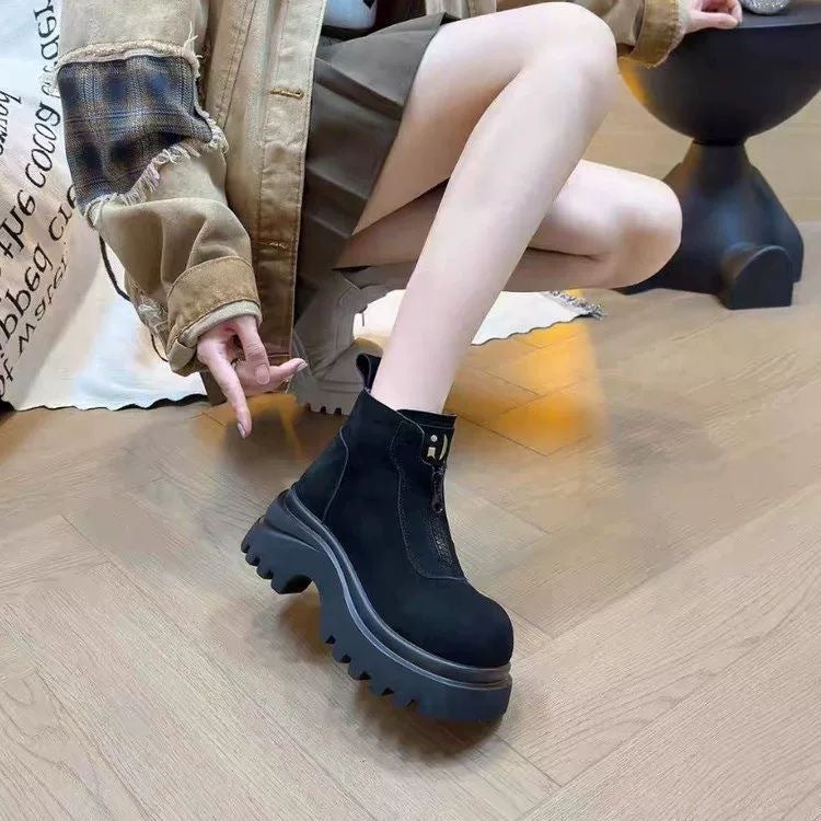 Damen Trendige Ankle Boots mit robustem Plateau