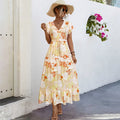 Damen Sommerliches Maxikleid mit floralen Akzenten und fließendem Rock R&B