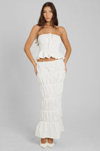 Damen Crop-Top und Maxirock-Set mit Rüschendetails R&B