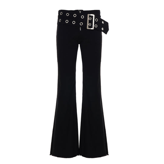 Damen Minirock mit kreativem Schnallendesign und kontrastierenden Ösen R&B