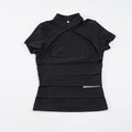 Damen Cropped Blusenshirt aus strapazierfähigem Stretchmaterial mit elegantem Stehkragen R&B