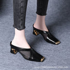 Damen Modische Mules mit einzigartigem Blockabsatz R&B