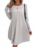 Damen lässiges Ripp-Kleid mit asymmetrischem Design R&B