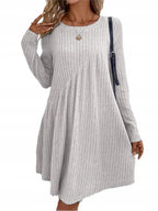 Damen lässiges Ripp-Kleid mit asymmetrischem Design R&B