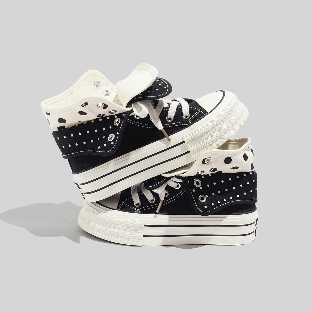 Damen Sneakers mit ausdrucksvoller Klappfunktion und modischem Punktemuster R&B