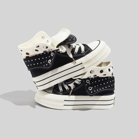 Damen Sneakers mit ausdrucksvoller Klappfunktion und modischem Punktemuster R&B