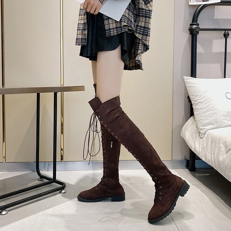 Damen Overknee-Stiefel mit modischer Schnürung und rutschfester Sohle R&B