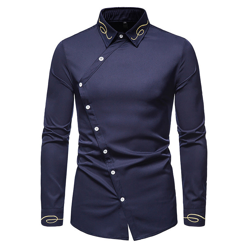Herren Elegantes Langarmhemd mit dekorativen Knopfdetails R&B