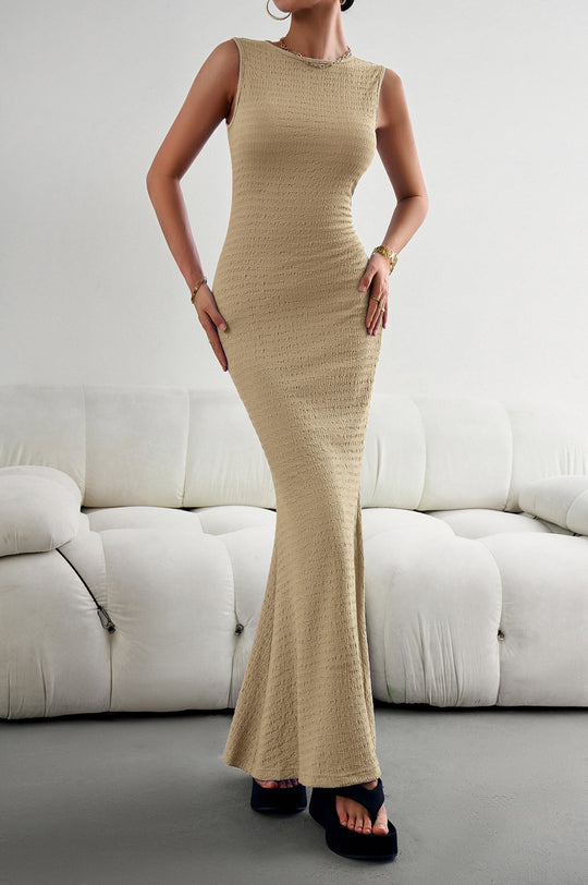 Damen elegantes Maxikleid mit innovativer Raffung und Taillengürtel R&B