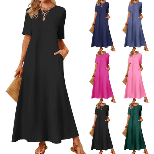 Damen Maxikleid mit lässigem Schnitt und praktischen Taschen R&B