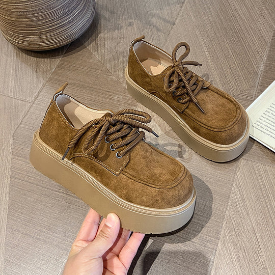 Damen modische Plateau-Schnürschuhe mit weichem Obermaterial und robustem Profil R&B