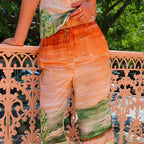 Damen Hose mit elegantem Wickeloberteil und floralen Mustern R&B