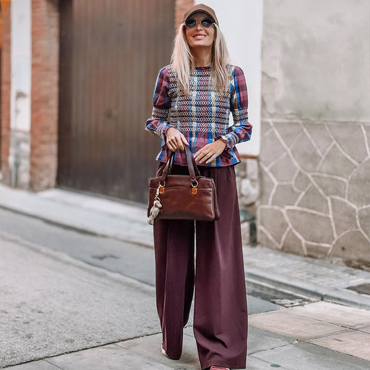 Damen modische Karottenhose mit hohem Bund und eleganten Falten R&B