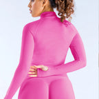 Damen Sportlicher Zip-Ausschnitt Langarm-Oberteil R&B