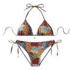 Damen Triangel-Bikini-Set mit verstellbaren Trägern und elegantem Schmuckdetail R&B