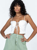 Damen Spitzen-Top mit Schnürung und Rüschendetail R&B