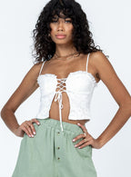 Damen Spitzen-Top mit Schnürung und Rüschendetail R&B
