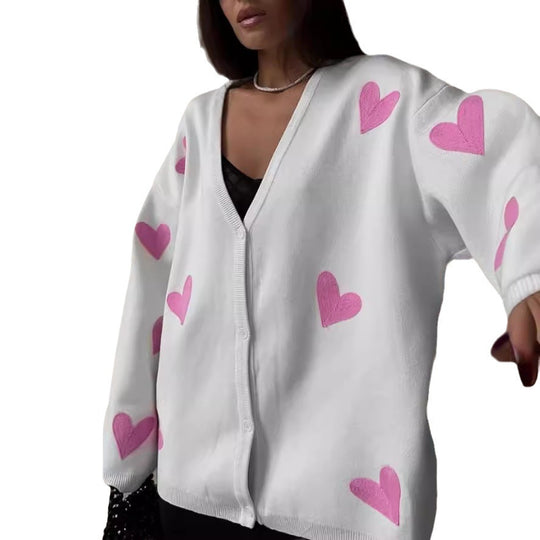 Damen Pullover mit Herzmotiven R&B