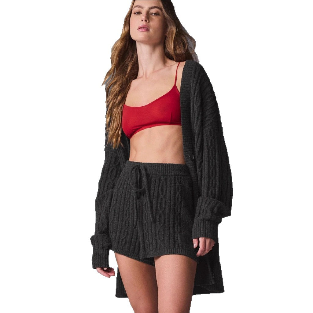 Damen Grobstrick Cardigan mit lässigem Schnitt und weichen Ärmeln R&B