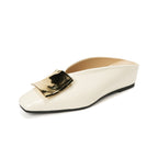 Damen elegante Slingback-Mules mit auffälligem Metall-Detail