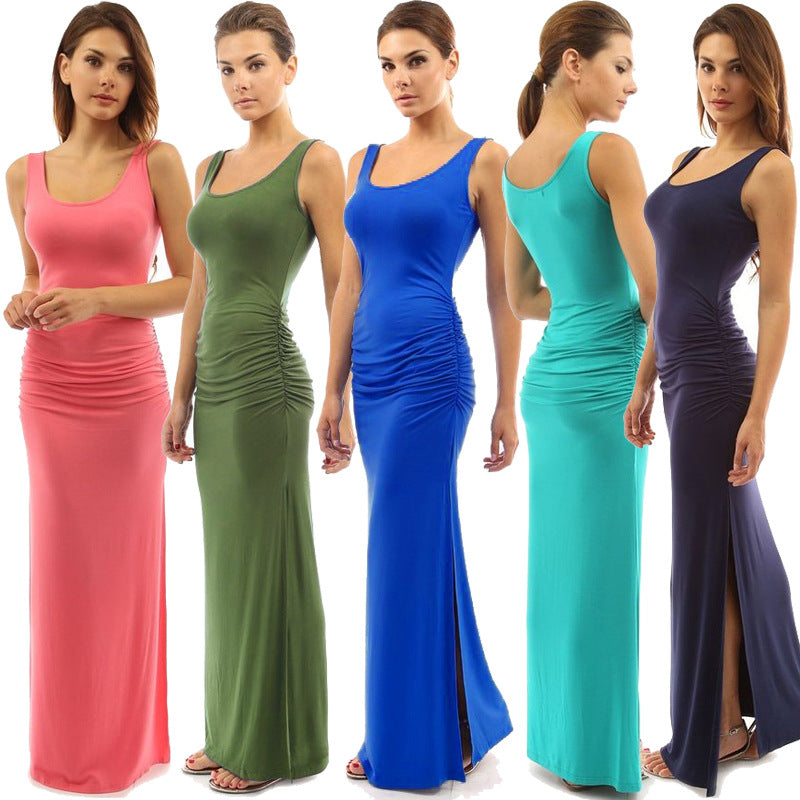 Damen figurbetontes Maxikleid mit Raffungen R&B