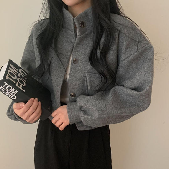 Damenjacke aus hochwertigem Wollmix mit lässigen Taschen und Oversized-Schnitt