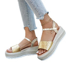 Damen Wedge-Sandaletten mit modischem Korkdesign und komfortablem Fußbett R&B