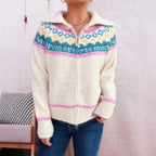 Damen Strickjacke mit buntem Muster und hochwertigem Reißverschluss R&B