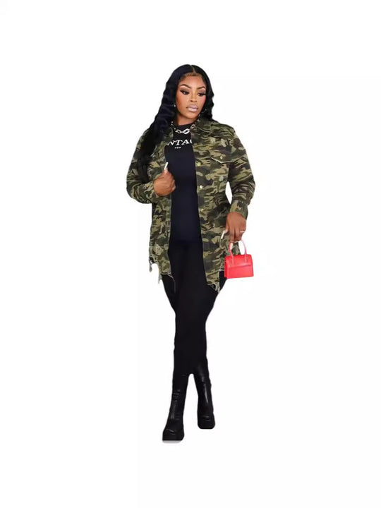 Damen modische Camouflage-Überwurfblick R&B
