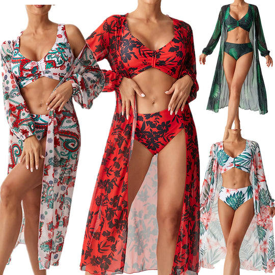 Damen Bikiniset mit transparentem Strandüberwurf R&B