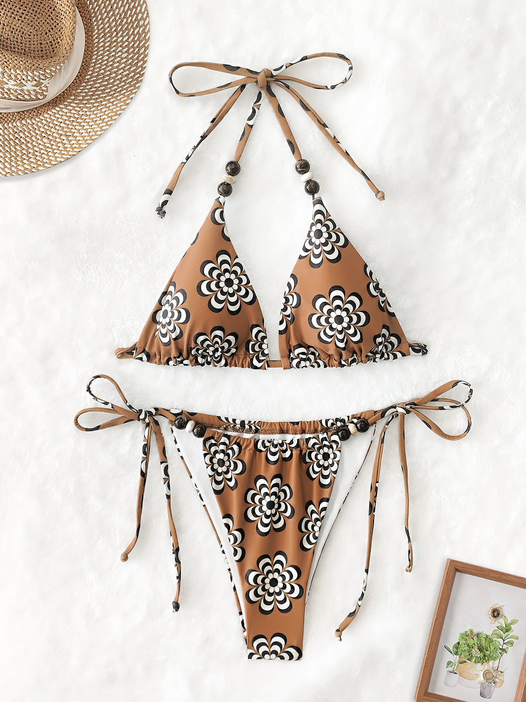 Damen Triangel-Bikini mit verspielten Bindebändern R&B
