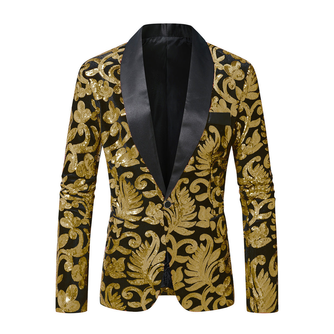 Herren glitzernder Anzugblazer mit floralen Paillettenmustern R&B