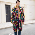 Herren Luxuriöser Kunstpelzmantel mit farbenfrohem Design R&B