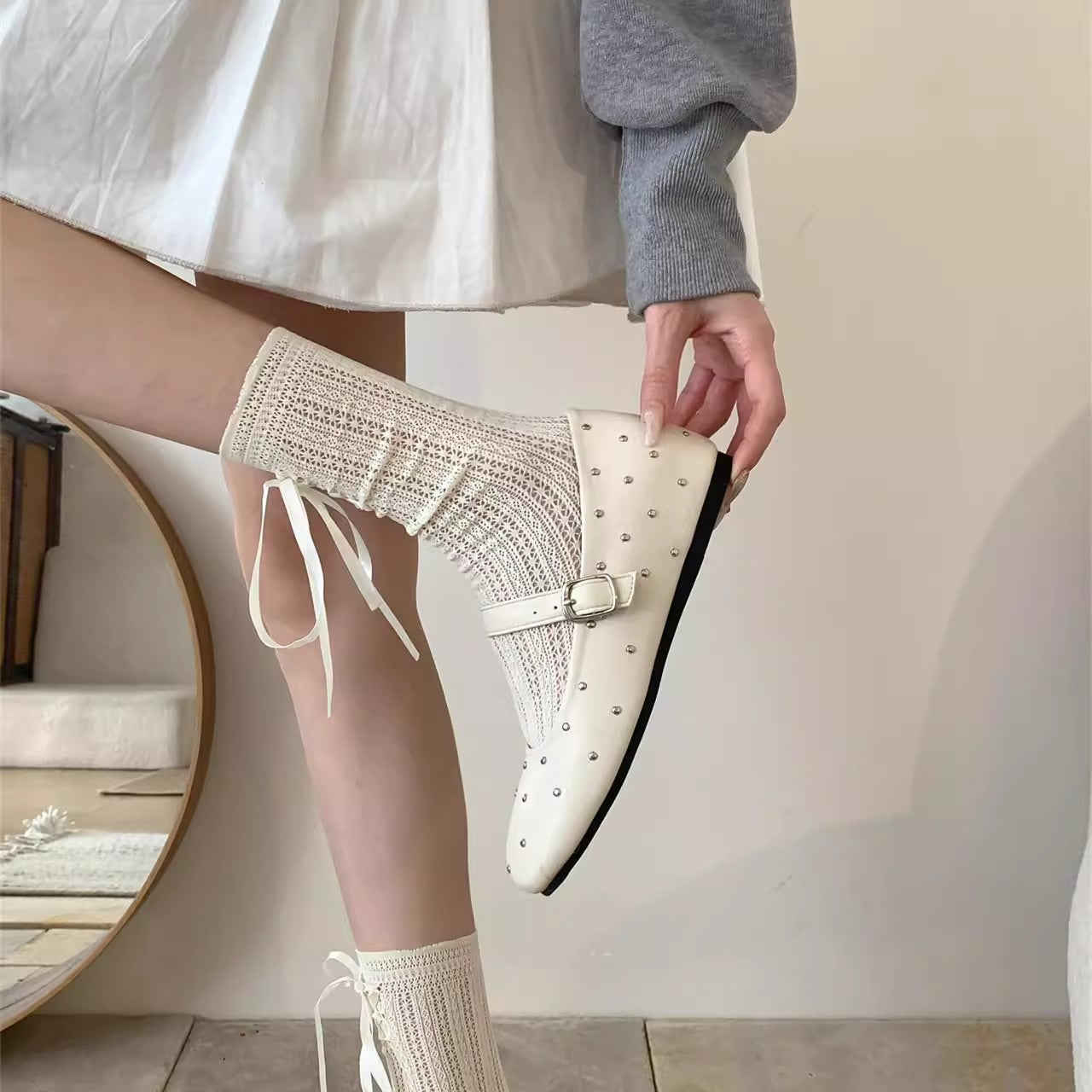 Damen Ballerinas mit dekorativer Schnalle und funkelndem Design R&B
