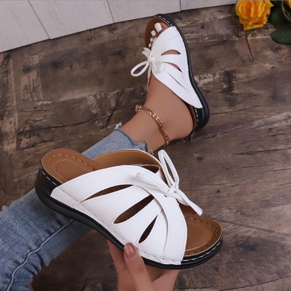 Damen Komfortable Riemchensandalen mit dekorativem Schleifen-Design R&B