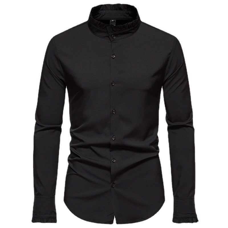 Herren Elegantes Langarmhemd mit Rüschendetails R&B