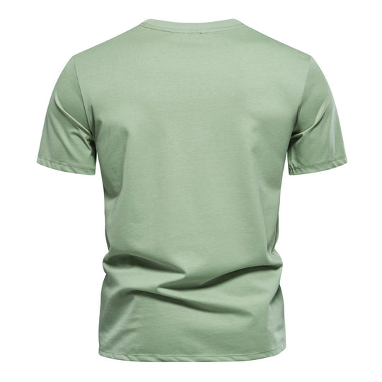 Herren nan Rundhalsshirt aus Baumwollmix mit geometrischer Laserperforation und geradem Schnitt R&B