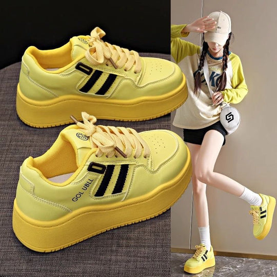 Damen modische Plattform-Sneaker mit sportlichem Design und atmungsaktiver Oberflächenstruktur R&B